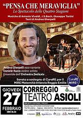 Spettacolo di andrea gherpelli  pensa che meraviglia in scena al teatro asioli di correggi